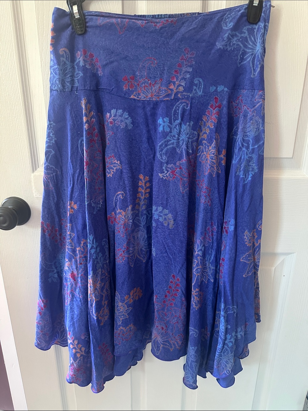 Women's Royal Blue Floral Circle Skirt
